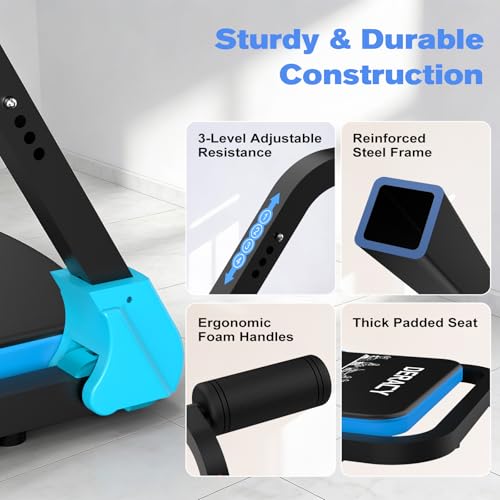 DERACY Sit Up Exercise Equipment, Adjustable Ab Machine, Multi-Functional Sit Up Machine, Ab Workout Equipment, Ab Trainer Machine for Women Men - color: Blue - Black