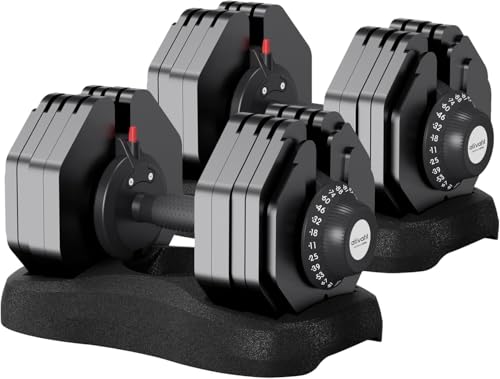 ATIVAFIT Adjustable Dumbbells Set, 5–88LB Quick Adjust Free Weights with Double Safety Lock & Anti-Slip Steel Handle, Space Saving Home Gym Equipment for Full Body Strength Training - color: 88LBS-Black, size: Pair