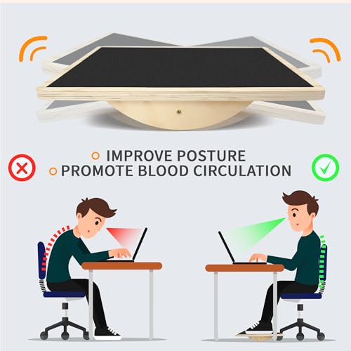 Balance Board Professional Wobble Board for Adults Anti-Slip for Physical Therapy Standing Desk Core Strength Wooden Rocker Board(350LBS) - size: Balance Board