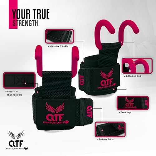 Weight Lifting Hooks Lifting Heavy Duty Deadlift Wrist Straps Men and Women Pull Ups Powerlifting and Gym Workouts grips - color: Pink-Barber, size: Barber-Hooks