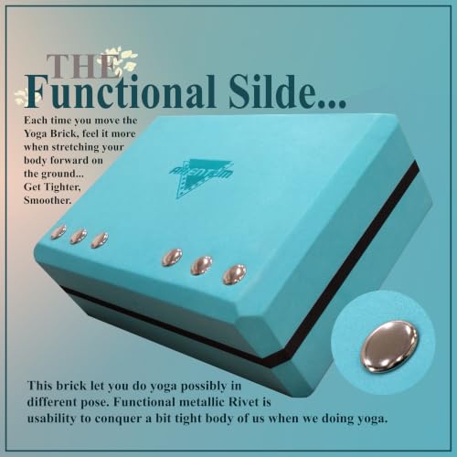 AMENTUM Yoga Block 9”x6”x3” Stand Out With Style Premium Yoga Block Featuring Bold Metallic Rivets. High-Density/Non-Toxic EVA Foam, Non-Slip Surface,Lightweight Exercise Support for Yoga, Stretching, Fitness Training