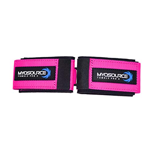 Myosource Kinetic Bands Tumble Pro X Ankle Straps Kit – Cheerleading Standing Tumbling Equipment, Gymnastics Backhandspring Trainer – Includes Flexibility Stunt Stretch Strap – Blue, Pink, Purple - color: Pink
