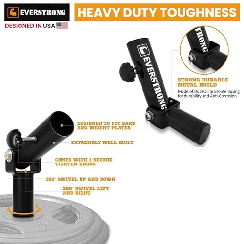 EVERSTRONG T Bar Row Attachment with V Bar Attachment Landmine Handle - 360 Swivel Landmine Attachment for Barbell for Full-Body Workout in Home Gym - Small Spaces - Deadlifts Squats Landmine Stand - style: 2" Base Only