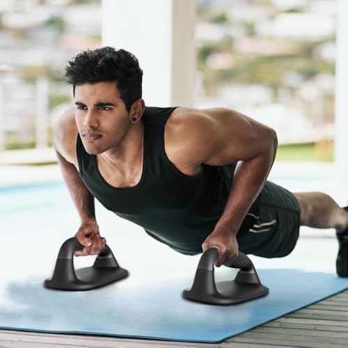 Push Up Bars with Bottom Anti-Slip Pad Push Up Handles for Floor Soft Plastic Pushup Handles Strength Training Pushup Stands - color: Black-B