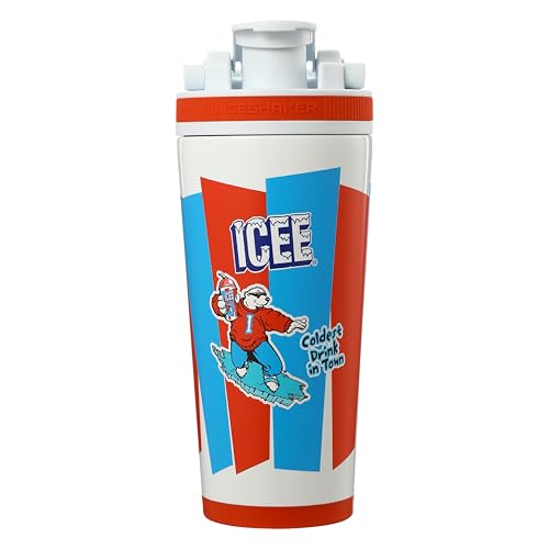 Ice Shaker Insulated Stainless Steel Shaker Bottle | 26oz, ICEE | Cold for 30+ Hours | Insulated Cup with Twist-on Agitator | Odor-Free Bottle for Protein Shakes, Water, Smoothies, Cocktails - color: ICEE
