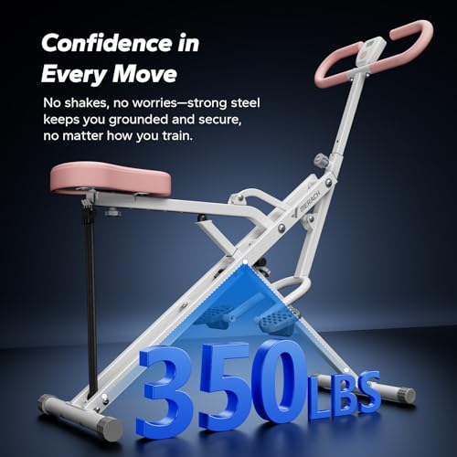 Squat Machine, MERACH R07 2 in 1 Squat Rowing Machine, Easy Setup & Foldable Exercise Equipment, Glute Trainer Machine, Glutes & Leg Home Workout Machine - color: Pink