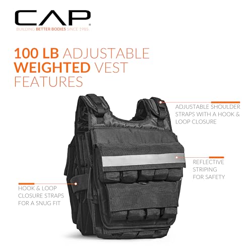 CAP Adjustable Weighted Vest 20–150 lbs for Strength Training, Running & Workouts, Weight Vest for Men & Women, Fitness Training Vest - style: 100lbs