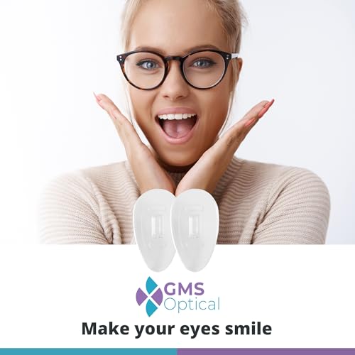 GMS Optical Push in Silicone Nose Pads for Glasses | 15mm Medium, 8.2mm Wide Width | Non Slip Nose Grips, Eyeglass Accessories for Glasses & Sunglasses, Provides Comfort & Stability (5 Pairs, Clear) - size: (M) 15mm - 5 Pairs