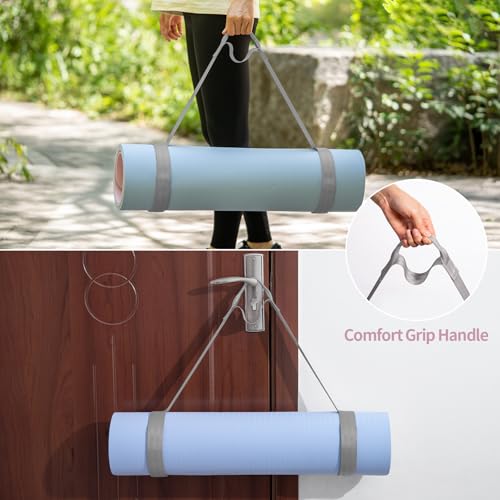 Trilancer Adjustable Yoga Mat Strap With Hook and Loop Closure, Yoga Mat Holder Carrier,and Organizing-Mat Not Included - color: Grey