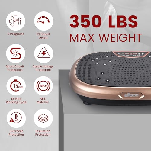 EILISON FitMaxx 3D XL Vibration Plate Exercise Machine - Whole Body Workout Vibration Platform w/Loop Bands - Lymphatic Drainage Machine for Weight Loss, Shaping, Recovery