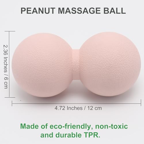 Small Hard Peanut Massage Ball, Double Ball Peanut Roller Mobility Massager Tool for Deep Tissue Massage Physical Therapy Myofascial Release Trigger Point Muscle Relax Pain Relief Acupressure (Pink) - color: Pink