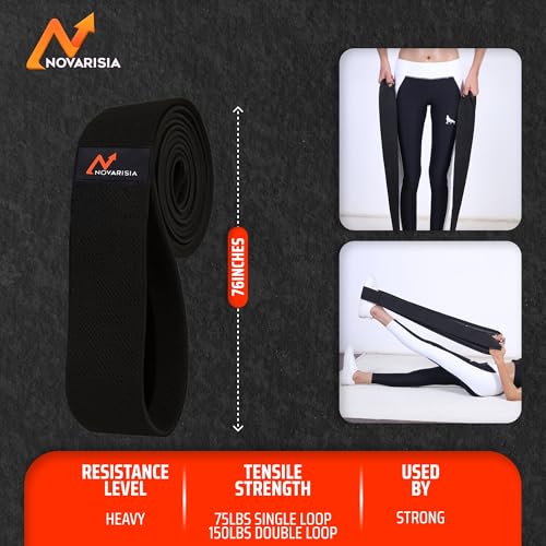 76 Inch Fabric Resistance Band for Strength Training, Mobility, and Stretching, Non-Slip Workout Band for Athletes, Home Gyms, Yoga, and Physical Therapy - color: Black