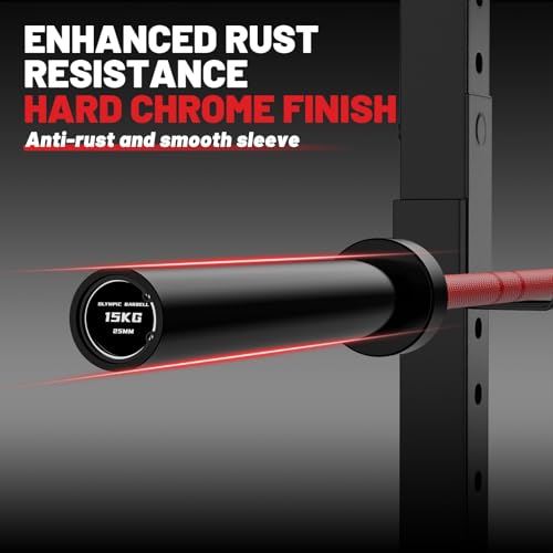 PAPABABE Olympic Barbell, 4ft/5ft/6ft/6.5ft Straight Barbell Womens Olympic Barbell for Strength Training and Technique Adjusting, 2 inch Olympic Bar with Moderate Knurling For Bench Press, Squats Curls Deadlifts Weightlifting - color: 6.5ft Elite SparkRe