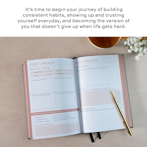 Paper & Progress Wellness Journal – 12-Week Fitness & Self Care Journal for Women | Daily Habit Tracker, Meal Planner, Workout Log, Weekly Reflections & Mindset Coaching Prompts - color: Muted Teal