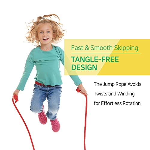 KSY Kids Jump Rope (Crystal Series) – Durable PVC Jump Rope for Kids Ages 6-12 – Lightweight, Adjustable, and Tangle-Free – Made in Korea - color: Kids Pop Yellow