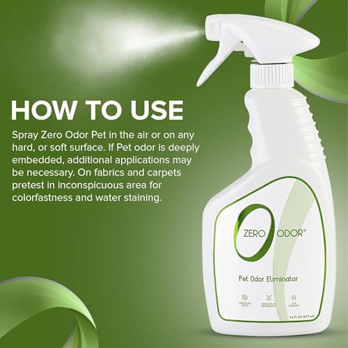 Zero Odor Pet Odor Eliminator, Air and Surface Odor Remover for Carpet, Furniture, and Pet Beds, Trigger Spray, 16 fl oz - size: 16 Fl Oz (Pack of 1)