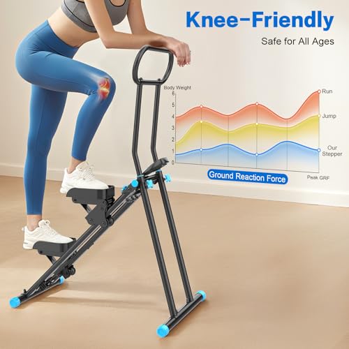 HXD-ERGO Stair Stepper for Home, New Version 6 Adjustable Resistance Vertical Climber Cardio Exercise Machine, Folding Stair Climber for Full Body Workout with Adjustable Handlebar - color: Black