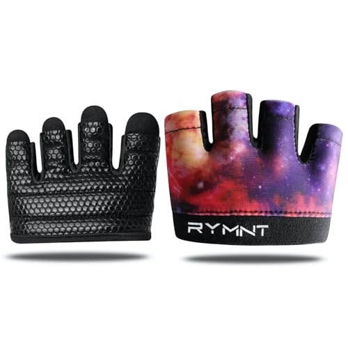 Minimal Workout Gloves for Women Men, Micro Fingerless Gym Gloves Grip Pads | Work Out Gloves for Kettlebells, Weight Lifting, Exercise, Pull Up, ,Cross Training, Silicone Grip Lifting Half Finger Gloves - color: 4-Galaxy, size: Large