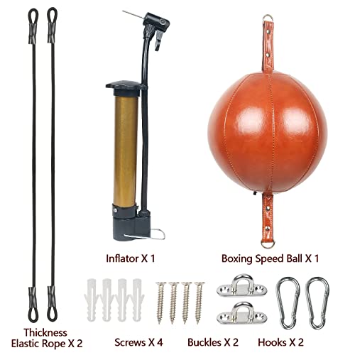 InnoLife Double End Punching Ball Striking Punching Bag Kit, Speed Striking Reflex Kit with Bungee Cords Perfect for Reaction, Agility, and Hand Eye Coordination Training - color: Brown