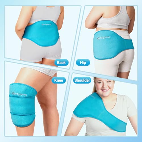 Comfytemp Extra Large Back Ice Pack for Lower Back Pain, Sciatica Relief, Reusable Hot Cold Therapy Wearable Gel Pack Wrap for Injuries, Surgery Recovery, Herniated Disc, FSA Eligible HSA, 2 Gel Packs - color: Blue-large Back Ice Pack-2 Gel Packs