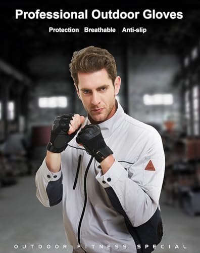 SUJAYU Outdoor Fingerless Gloves for Men - Driving, Hiking, Biking & Motorcycle Gloves - color: Black, size: X-Large
