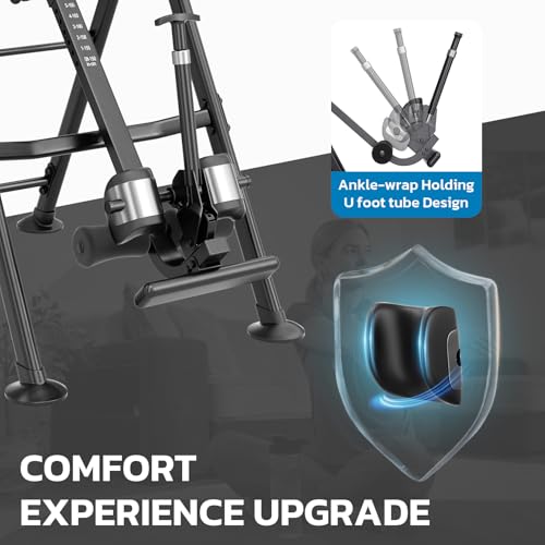 YOLEO Gravity Inversion Table for Back Pain Relief 2026 New Inversion Table w/Lumbar Support Easy to Assemble Back Stretcher Machine 300 lbs - color: Grey