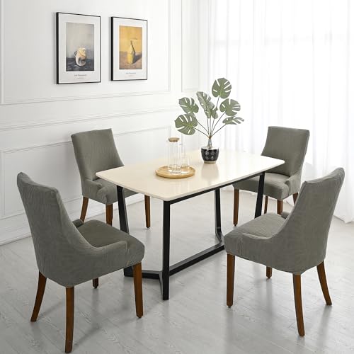 Wingback Chair Cover Waterproof,Stretch Jacquard Slipcover(Light Grey,4PCS) | Instant room refresh with easy cleanup, dependable mess protection, and a neat tailored look for family spaces. - color: Light Grey