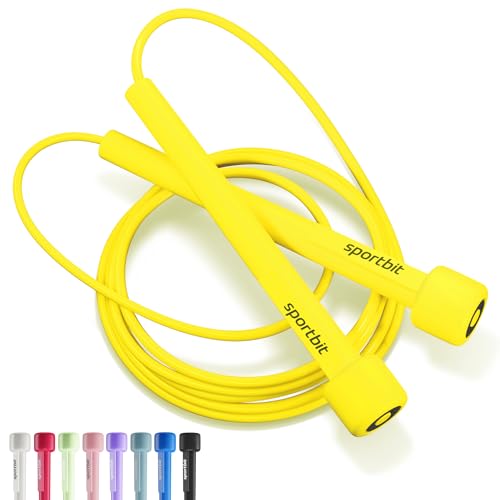 SPORTBIT Adjustable Jump Rope for Fitness and Exercise | Fitness and Exercise, Cardio, Boxing, and Weight Loss, Speed Rope, Men & Women - color: Yellow