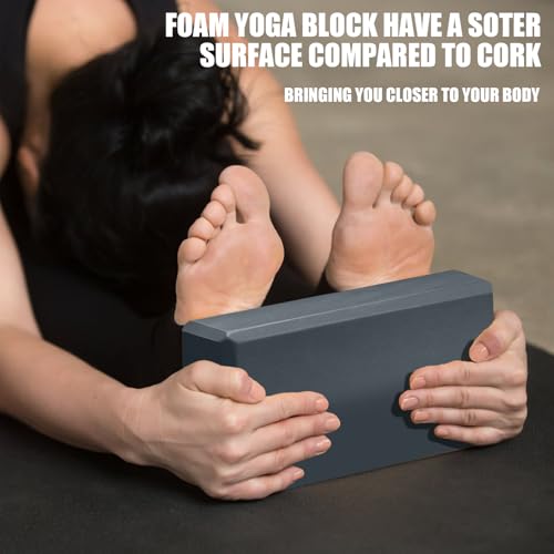 Septo 2 Pcs Yoga Blocks, 9x6x3 Inch Foam Blocks for Pilates | High density EVA foam Yoga Props lightweight non-slip surface for meditation stretching balance training - color: Grey
