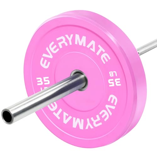 EVERYMATE Change Weight Plates 1.25LB 2.5LB 5LB Set Fractional Olympic Bumper Plates for Cross Training Steel Insert Strength Training - color: 35LBx1, size: Pink