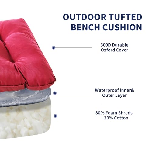 IPYNBAP Outdoor Bench Cushion, 48x18x5 Inch, Water-Resistant Bench Cushion for Outdoor/Indoor Furniture, Patio Bench Seat Cushion, Fade Resistant Outdoor Cushions for Porch Swing Couch, Burgundy - color: Burgundy, size: 48x18x5 Inch
