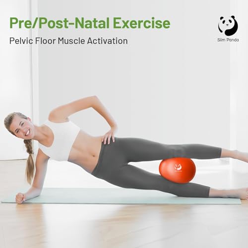 Slim Panda Pilates Ball, 9 Inch Small Exercise Ball, Anti Burst Mini Yoga Ball for Stability, Workout, Barre, Core Strength, Physical Therapy, Balance, Stretching - color: Orange