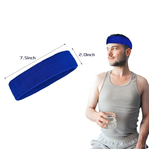 2 Pack Sweat Band, Sweat Bands Headbands for Men, Women, Sports, Tennis, Running, Gym, Workout - color: DarkBlue