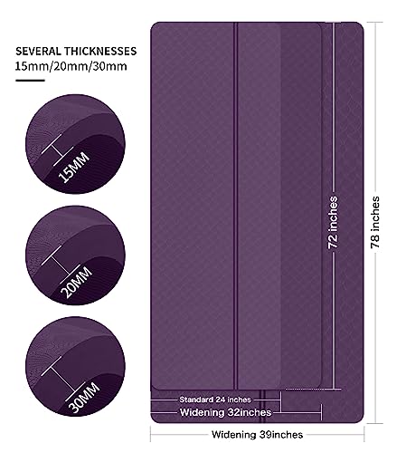 nuveti Large Exercise Mat - 15mm/20mm/30mm Thick Yoga Mat | Workout Mat for Fitness, Yoga, Pilates, Stretching & Floor Exercises for Women & Men with Free Carrying Bag - color: DarkPurple, size: 183X80X30MM