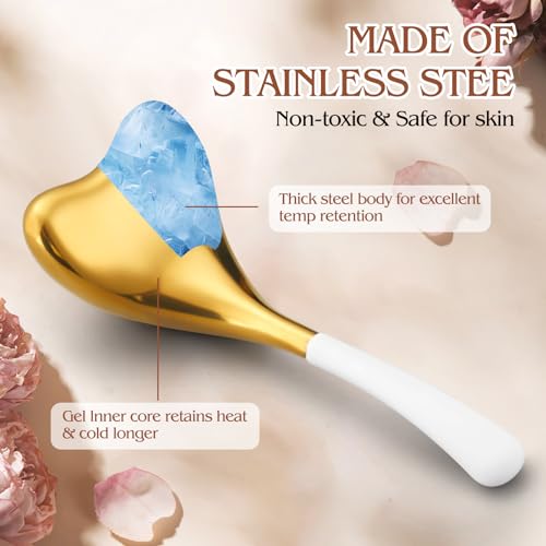 Ice Globes -Facial Skin Care Tools for Women, Cryo Sticks -Unbreakable Stainless Steel and Special Design, Esthetician Supplies Cooling Spa Globes,Mothers Day Gifts for Mom - color: Gold