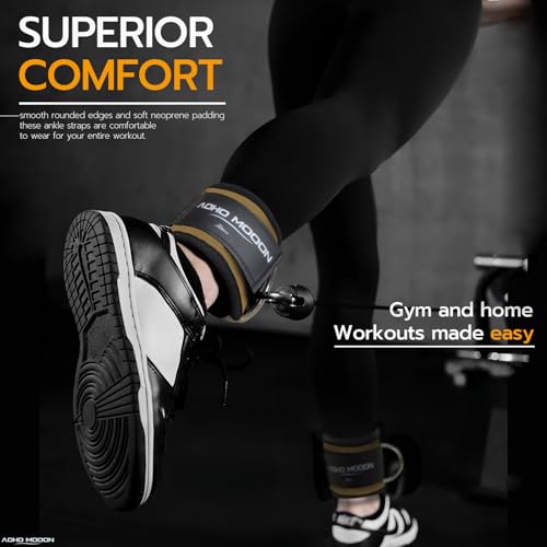 AOHO MOOON Ankle Strap (1 Pieces) for Cable Machine Women - Gym Workout Leg Strap, Premium Padding Ankle Cuffs, Glute Kickback Exercises Equipment, Pulley Attachment, One Size Fit All - color: Brown