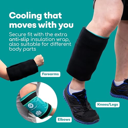 Medi Grade Knee Ice Pack Wrap, Reusable Ice Pack for Knee Pain and Surgery | Flexible cold compress for knee, dual fabric knee ice wrap retains cold longer, eases pain and supports surgery recovery
