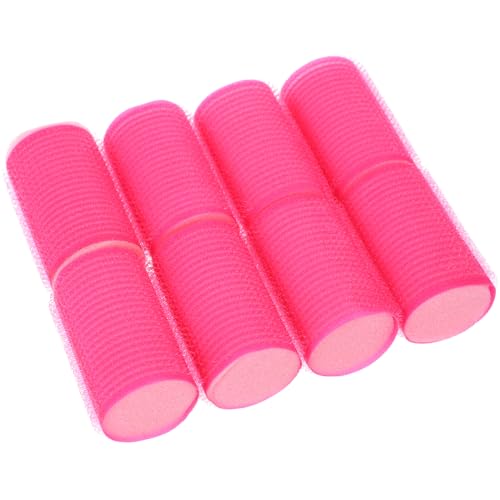Uonlytech 8Pcs Hair Sponge Curlers Hair Rollers Set Self Grip Foam Hair Rollers Hairdressing Tools for Women Girls Long Hair, Rose Red