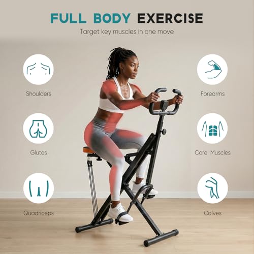 DUMOS Squat Machine, 330 LBS Capacity Heavy Duty Full Body Exercise Rower for Women with Adjustable Resistance, Foldable Glute Workout Equipment Exercise Machine for Home - color: Black