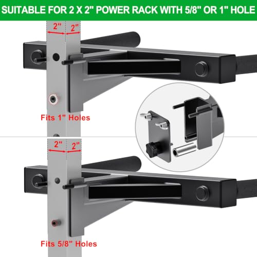 Dip Attachment for Power Cage with 5/8" or 1" Hole, Y-Shaped Dip Bar | Squat Rack Accessories with Non-Slip Foam Grips, Full Welded Steel, Power Rack Attachment for Home Gym Strength Training - color: E: Dip Bar Attachment(2x2 Rack, 5/8 & 1" hole)