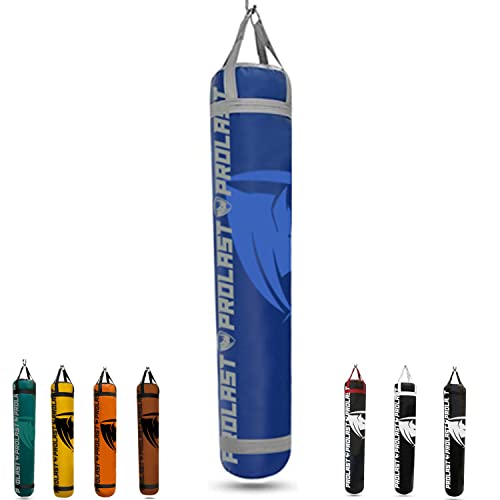 Heavy Punching Kicking Bag for Adults, Boxing, MMA, Martial Arts, Muay Thai, Strength Training Equipment, Filled/Unfilled, 6ft, 150 lbs, Special Edition Logo - color: Blue / Grey, size: Filled