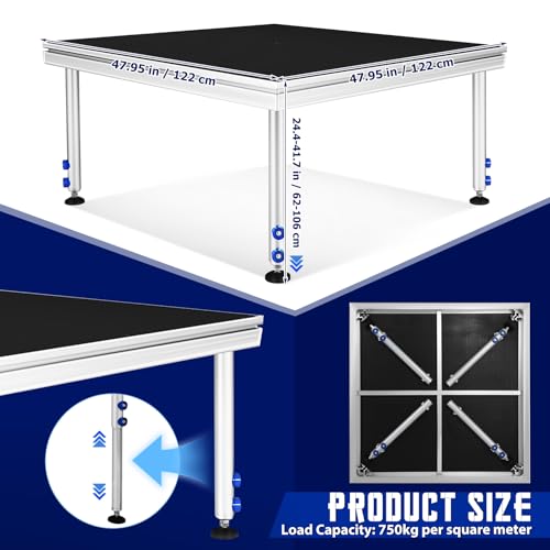 Portable Stage Platform, 8'x20' Portable Aluminum Performance Deck 1900lbs Capacity, 24"-41" Adjustable Height Risers for Events, Wedding, Stage Platform Set, Portable Performance Stage - size: 10pcs