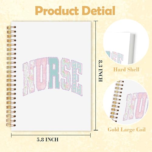OJMFHEGEE Nurse Appreciation Gifts Spiral Notebook 5.5x8.3 in, Nurses Week Gifts, Cottagecore Floral Coquette Nurse Nursing Hardcover Notebook Journal Gifts for Women Work Study - color: Nurse Appreciation