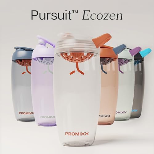 Promixx Pursuit Protein Shaker Bottle – 26oz Silent Snap-Fit Mixer for Lump-Free Shakes – Leak-Proof BPA-Free Ecozen Gym Shaker with Measurement Marks for Fitness and Travel – Clear - color: Clear, style: 26oz