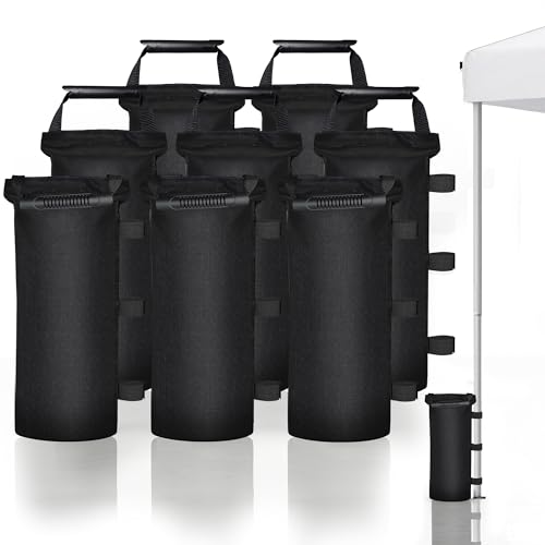 Canopy Weights Sand Bags for Weight Windproof Pop up Canopy Tent -No Handle(No Sand)-8 Pack-224LBS - color: Black(8 Pack)