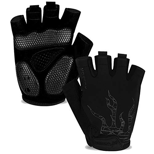MOREOK Cycling Gloves Bike Bicycle Gloves, Half Finger 5MM Gel Anti-Slip | Biking Gloves for Men Women Gym workout exercise Motorcycle Hiking Rowing Outdoor Sports - color: Black, size: X-Large
