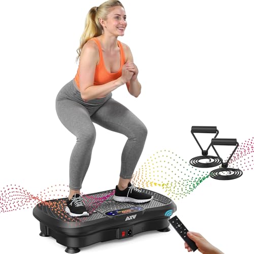 AXV Vibration Plate Fitness Platform Exercise Machine Vibrating Shaking Full Body Shaker Workout Vibrate Stand Shake Board Sport for Weight Loss Fat Burner for Gym Home Office - color: SLIM.BLACK