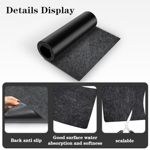 Pools Floor Pathways Mats, Absorb Water Pools Ground Walkways Pads, Slip-Proof Backing Pool Spa Floor Pathways Mats for Above Ground Pools, Spas, Hot Tubs.(10 Ft x 16 Inch), Black