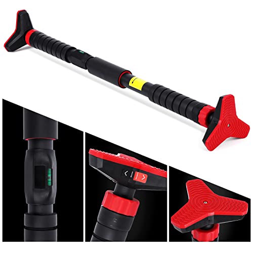 Pull Up Bar for Doorway, Strength Training Upper Body Workout Chin Up Bar with Level Meter and Adjustable Width No Screw Installation for Home Gym Exercise Fitness Black and Red