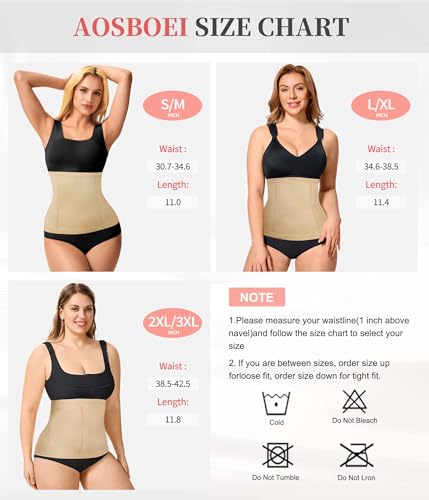 AOSBOEI Waist Trainer Shapewear Tummy Control Waist Cincher Girdle Body Shaper Postpartum Recovery Belt Belly Band Wrap - color: Beige, size: Small-Medium